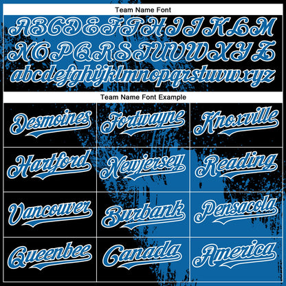 Custom Blue Black-White 3D Pattern Design Abstract Brush Stroke Authentic Baseball Jersey