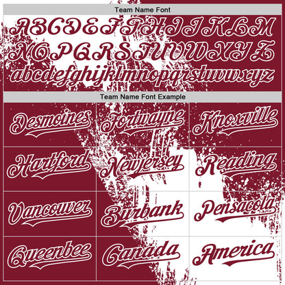 Custom White Crimson 3D Pattern Design Abstract Brush Stroke Authentic Baseball Jersey