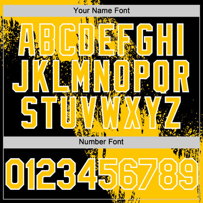 Custom Yellow Black-White 3D Pattern Design Abstract Brush Stroke Authentic Baseball Jersey