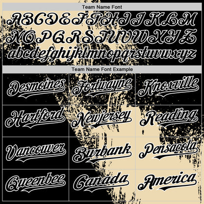 Custom Cream Black-White 3D Pattern Design Abstract Brush Stroke Authentic Baseball Jersey