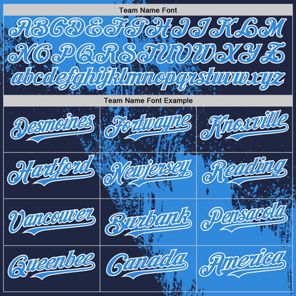 Custom Electric Blue Navy-White 3D Pattern Design Abstract Brush Stroke Authentic Baseball Jersey
