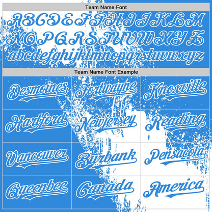 Custom White Electric Blue 3D Pattern Design Abstract Brush Stroke Authentic Baseball Jersey