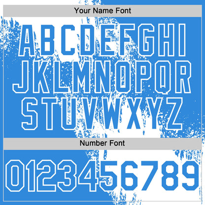 Custom White Electric Blue 3D Pattern Design Abstract Brush Stroke Authentic Baseball Jersey
