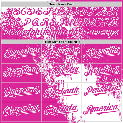 Custom White Deep Pink 3D Pattern Design Abstract Brush Stroke Authentic Baseball Jersey