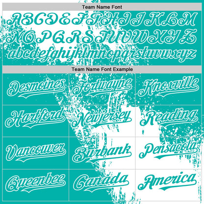 Custom White Aqua 3D Pattern Design Abstract Brush Stroke Authentic Baseball Jersey