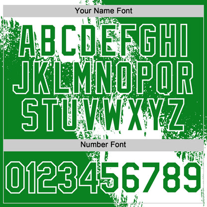 Custom White Grass Green 3D Pattern Design Abstract Brush Stroke Authentic Baseball Jersey