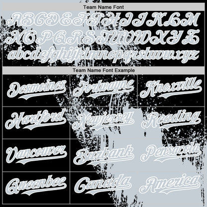Custom Silver Black-White 3D Pattern Design Abstract Brush Stroke Authentic Baseball Jersey
