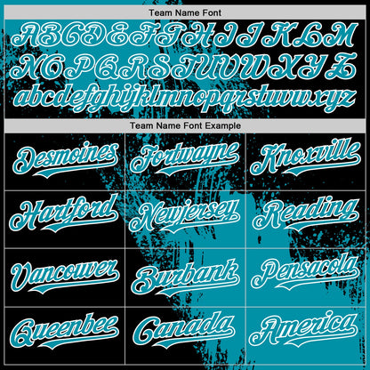 Custom Teal Black-White 3D Pattern Design Abstract Brush Stroke Authentic Baseball Jersey