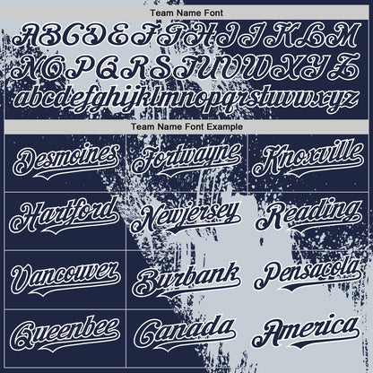 Custom Silver Navy-White 3D Pattern Design Abstract Brush Stroke Authentic Baseball Jersey