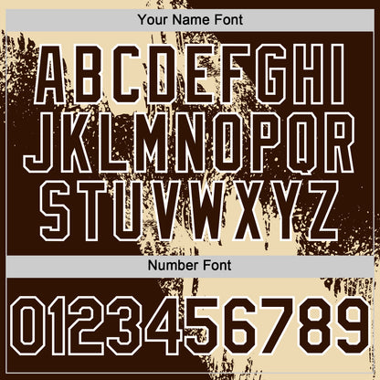 Custom Cream Brown-White 3D Pattern Design Abstract Brush Stroke Authentic Baseball Jersey