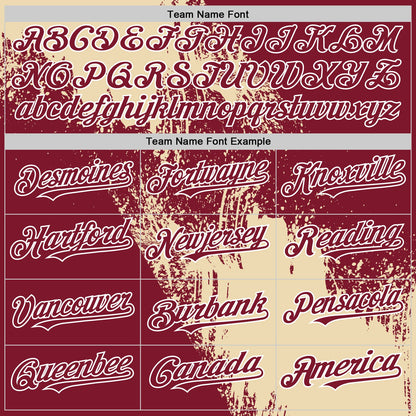 Custom Cream Crimson-White 3D Pattern Design Abstract Brush Stroke Authentic Baseball Jersey