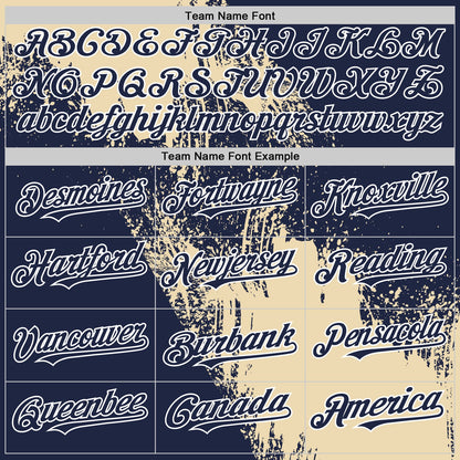Custom Cream Navy-White 3D Pattern Design Abstract Brush Stroke Authentic Baseball Jersey