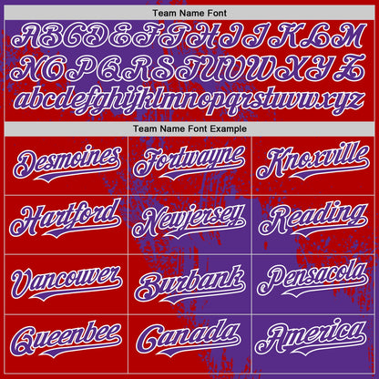 Custom Purple Red-White 3D Pattern Design Abstract Brush Stroke Authentic Baseball Jersey