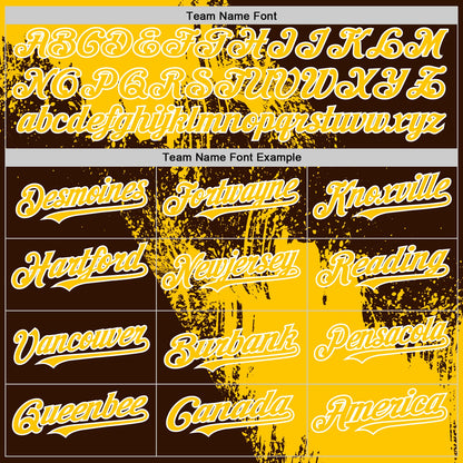 Custom Yellow Brown-White 3D Pattern Design Abstract Brush Stroke Authentic Baseball Jersey