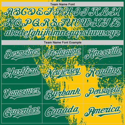 Custom Yellow Kelly Green-White 3D Pattern Design Abstract Brush Stroke Authentic Baseball Jersey