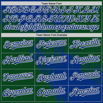 Custom Royal Green-White 3D Pattern Design Abstract Brush Stroke Authentic Baseball Jersey