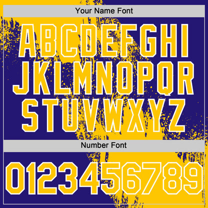 Custom Yellow Dark Purple-White 3D Pattern Design Abstract Brush Stroke Authentic Baseball Jersey
