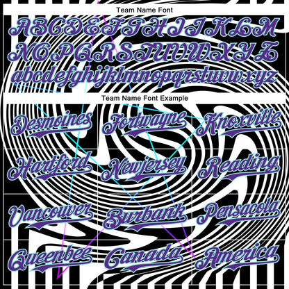 Custom Black Purple-Ice Blue 3D Pattern Design Rave Psychedelic Fluid Art Authentic Baseball Jersey
