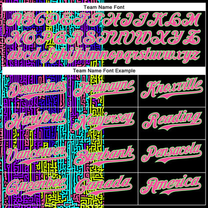 Custom Black Pea Green-Pink 3D Pattern Design Rave Psychedelic Neon Fluid Art Authentic Baseball Jersey
