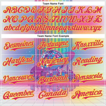 Custom Pink Hot Pink-Light Yellow 3D Pattern Design Rave Psychedelic Neon Music Disco Authentic Baseball Jersey