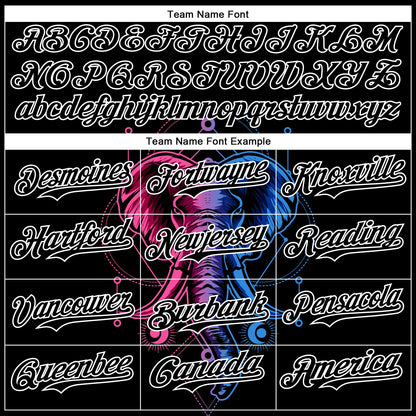 Custom Black White 3D Pattern Design Rave Psychedelic Elephant Authentic Baseball Jersey