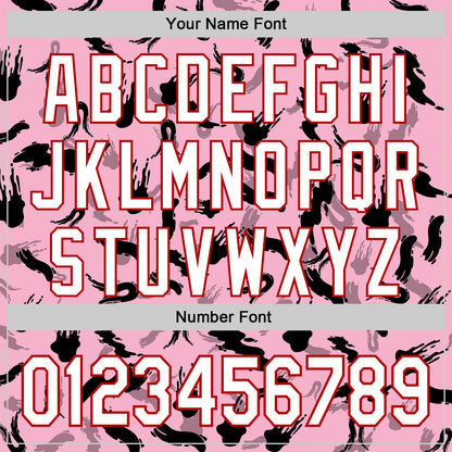Custom Light Pink White-Red 3D Pattern Design Graffiti Ink Brush Stroke Authentic Baseball Jersey