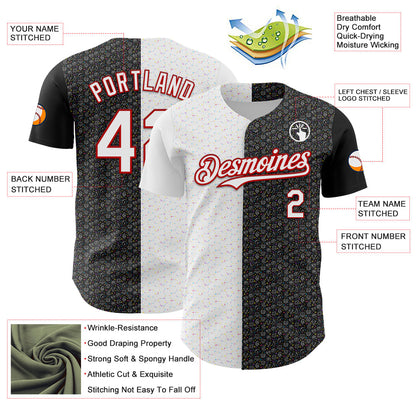 Custom Black White-Red 3D Pattern Design Constellation Space Galaxy Star Authentic Baseball Jersey
