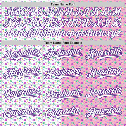 Custom Light Pink White-Purple 3D Pattern Design Pixel Universe Authentic Baseball Jersey