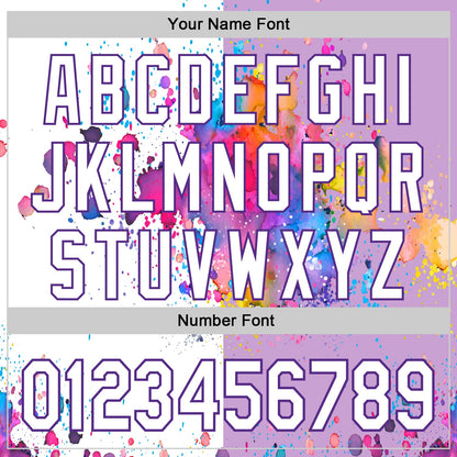Custom Light Purple White-Purple 3D Pattern Design Graffiti Splash Authentic Baseball Jersey
