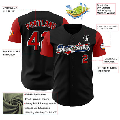 Custom Black Red White-Dominican Republic Flag 3D Dominican Republic Authentic Baseball Jersey