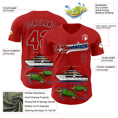 Custom Red Black White-Cuban Flag 3D Cuba Authentic Baseball Jersey