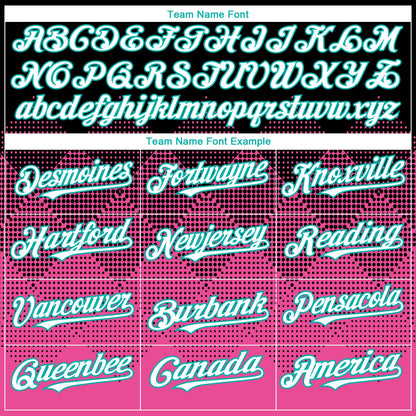 Custom Black White Pink-Aqua 3D Gradient Square Shape Authentic Baseball Jersey