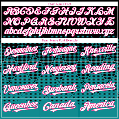 Custom Black White Teal-Pink 3D Gradient Square Shape Authentic Baseball Jersey