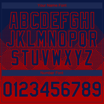 Custom Navy Red 3D Gradient Square Shape Authentic Baseball Jersey