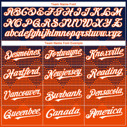 Custom Navy White-Orange 3D Gradient Square Shape Authentic Baseball Jersey