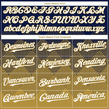 Custom Navy White-Old Gold 3D Gradient Square Shape Authentic Baseball Jersey