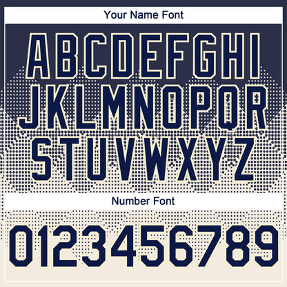 Custom Navy Cream 3D Gradient Square Shape Authentic Baseball Jersey