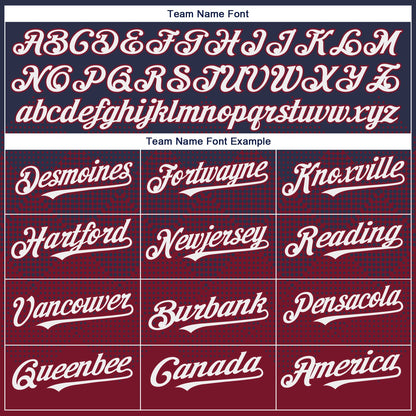 Custom Navy White-Crimson 3D Gradient Square Shape Authentic Baseball Jersey