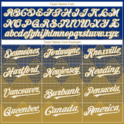 Custom Royal White-Old Gold 3D Gradient Square Shape Authentic Baseball Jersey