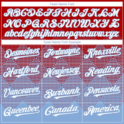 Custom Red White-Light Blue 3D Gradient Square Shape Authentic Baseball Jersey