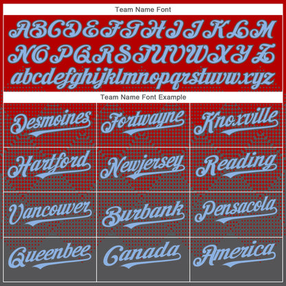 Custom Red Light Blue-Steel Gray 3D Gradient Square Shape Authentic Baseball Jersey