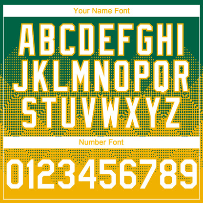 Custom Kelly Green White-Gold 3D Gradient Square Shape Authentic Baseball Jersey