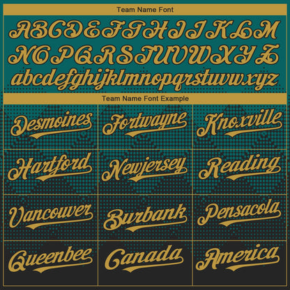 Custom Teal Old Gold-Black 3D Gradient Square Shape Authentic Baseball Jersey
