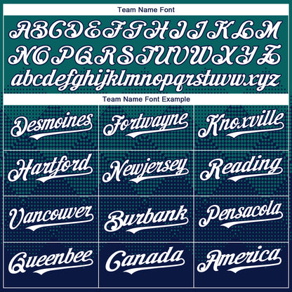 Custom Teal White-Navy 3D Gradient Square Shape Authentic Baseball Jersey