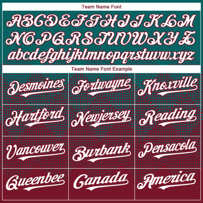 Custom Teal White-Crimson 3D Gradient Square Shape Authentic Baseball Jersey