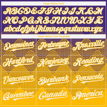 Custom Purple White-Gold 3D Gradient Square Shape Authentic Baseball Jersey