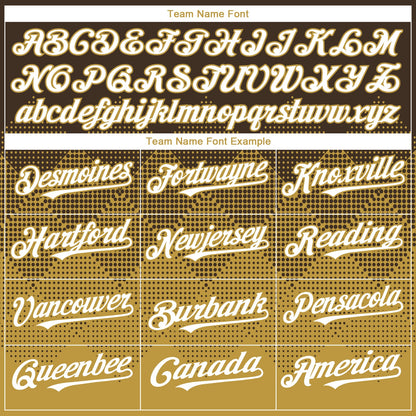 Custom Brown White-Old Gold 3D Gradient Square Shape Authentic Baseball Jersey