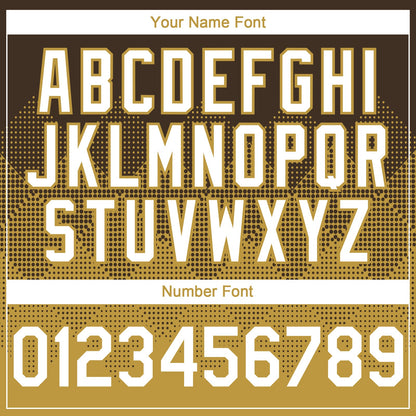 Custom Brown White-Old Gold 3D Gradient Square Shape Authentic Baseball Jersey