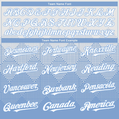 Custom White Light Blue 3D Gradient Square Shape Authentic Baseball Jersey