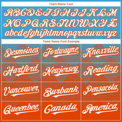 Custom Sky Blue White-Orange 3D Gradient Square Shape Authentic Baseball Jersey